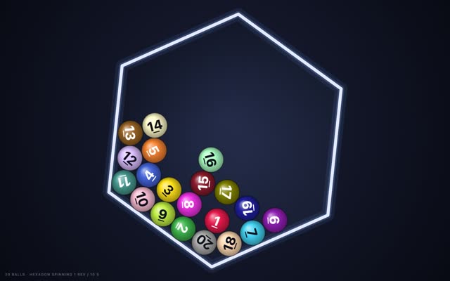 Claude Fable 5.1's balls in a spinning hexagon